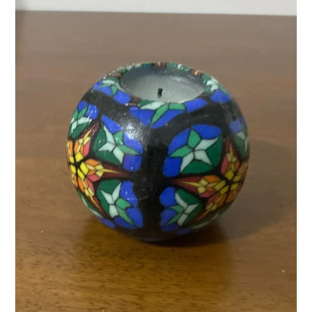 Y2K 90s Round Celestial Candle Whimsigoth Star Tye Dye Magic Goth Unscented Blue